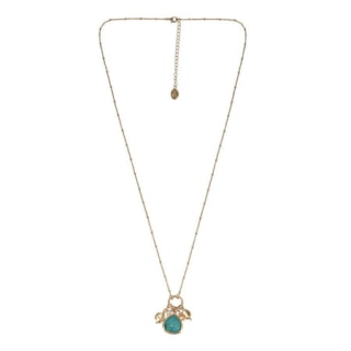 Turquoise and Freshwater Pearl Charm Long Pendant Necklace