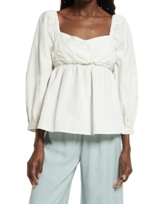 Cotton Poplin Babydoll Top