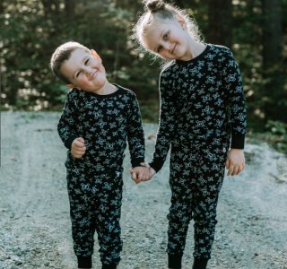 Tossed Skulls Halloween Matching Family Pajamas