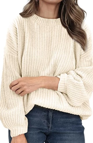 Crew Neck Lantern Sleeve Sweater