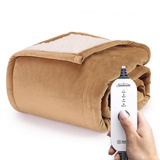 Sunbeam Royal Mink Sherpa Honey Heated Throw