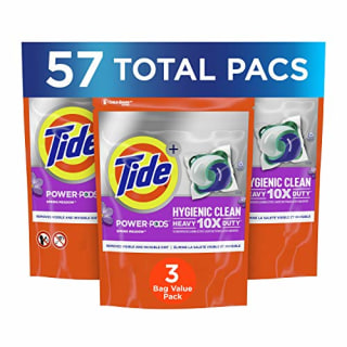 Tide Pods Hygienic Clean Heavy 10x Duty Power Pods Laundry Detergent Pacs, Spring Meadow, Blue, 3 Pack, 57 Count