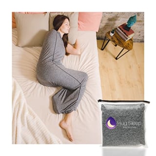 Hug Sleep, Sleep Pod Move The Original Cooling Machine Washable Wearable Blanket + Weighted Blanket Alternative As Seen on Shark Tank for Men, Women, Teens, and Kids, Grey, Large