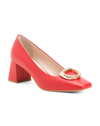 Made In Italy Leather Square Toe Pumps