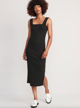 Fitted Sleeveless Rib-Knit Midi Dress for Women