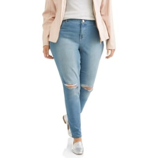 A3 Denim Women's Plus Size Destructed Skinny Jeans