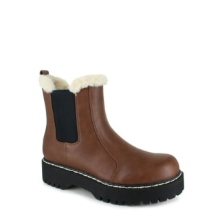 PORTLAND by Portland Boot Company Women's Faux Fur Trim Chelsea Boot