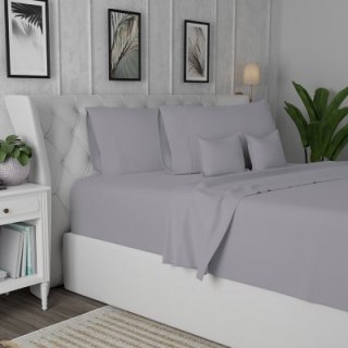 Color Sense 1200 Thread Count Luxury Cotton Blend Wrinkle Resistant Full Sheet Set, Light Gray
