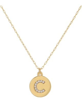 kate spade new york pav? mini initial pendant necklace in Clear/Gold H at Nordstrom