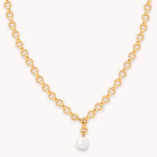 Serenity Pearl Link Chain Necklace in Gold
