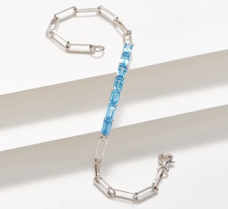 Gemstone Paper Clip Link Bracelet