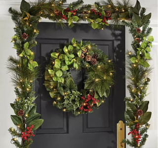 Pre-Lit Holiday Wreath and Garland Set