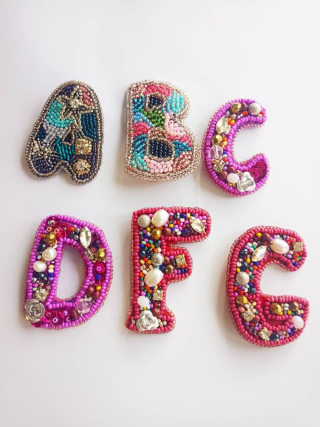 Initial Embroidered Brooch