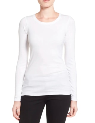 Caslon Long Sleeve Scoop Neck Cotton Tee