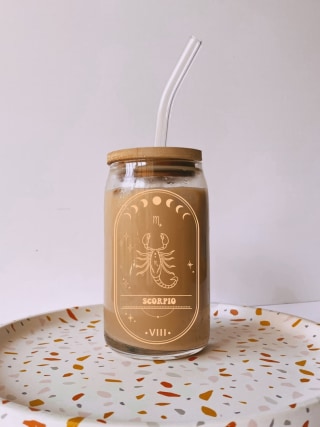 Zodiac Astrology Sign Glass Cup, Mystical Cup, Celestial Cup, Astrology Glass Cup, Zodiac Sign Cup, Star Constellation Cup