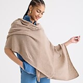 Cashmere-wool poncho