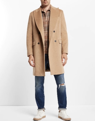 Tan Wool-Blend Top Coat