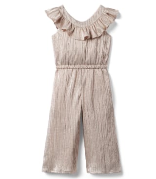 Metallic Plisse Ruffle Jumpsuit