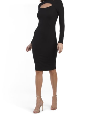 Lined Long Sleeve Ribbed Dress