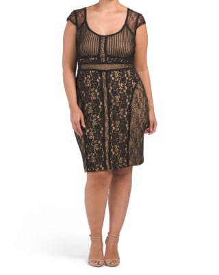 wdny Plus Lace Overlay Dress