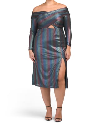 eloquii Plus Cross Bodice Rainbow Dress