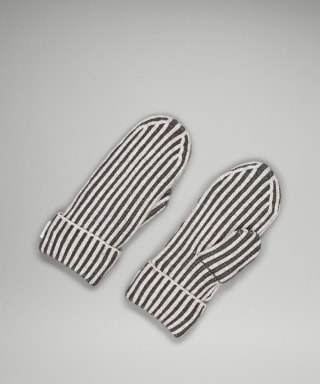 Textured Fleece-Lined Knit Mittens