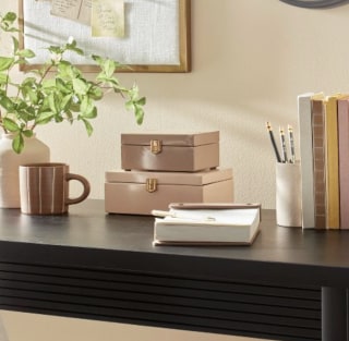 Small Desk Storage Metal Latch Box