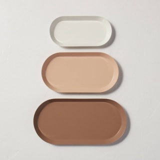 3pc Neutral Metal Oval Desk Tray Set Hearth &amp; Hand with Magnolia