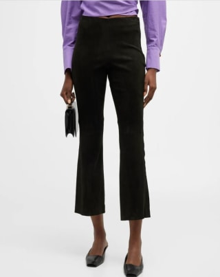 Genuine Suede Crop Flare Pants