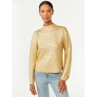Scoop Women's Metallic Turtleneck Sweater