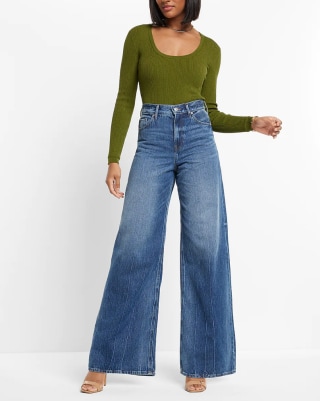 Super High Waisted Wide Leg Jeans