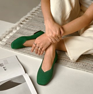 Square-Toe V-Cut Flats (Margot 2.0)