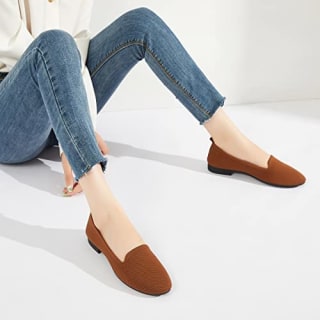 BABUDOG Women's Sparkly Flats Shoes Shiny Mesh Loafers Shoes Soft Memory Foam Flats(Brown.US10)