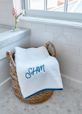 Exclusive Blue Piped Edge Bath Towel