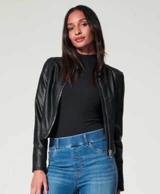 Leather-Like Moto Jacket