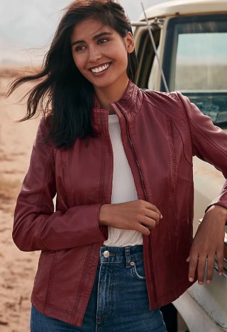 Azura Washed Lambskin Leather Jacket