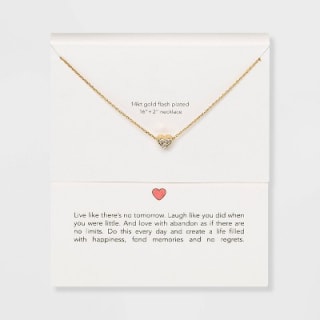 Silver Plated Gold Dipped Micro Pave Heart Cubic Zirconia Pendant Necklace