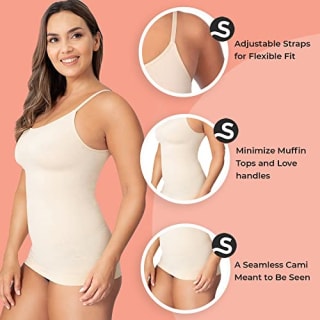 SHAPERMINT Scoop Neck Compression Cami - Tummy and Waist Control Body Shapewear Camisole Nude