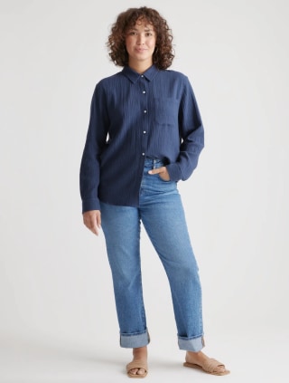 100% Organic Cotton Gauze Long Sleeve Shirt