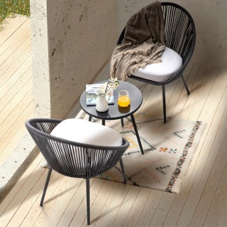 Nuu Garden Dark Gray 3-Piece Metal Outdoor Patio Bistro Set