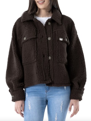 Long Sleeve Cropped Sherpa Jacket