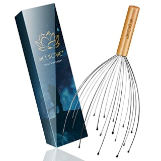NICEMOVIC Scalp Head Massager, Wooden Handheld Head Massager Scratcher Tingler Tools, 20 Fingers Hair Scalp Scratcher for Deep Relaxation and Stress Relief