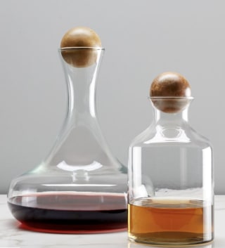 Glass Decanter with Wood Stopper