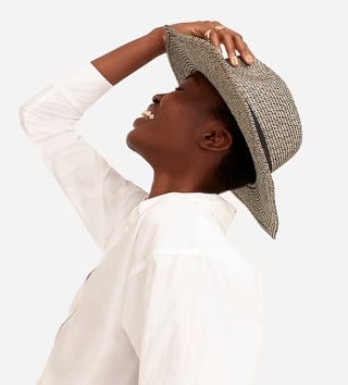 Wide-Brim Packable Straw Hat