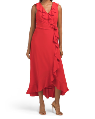 Ruffle Wrap Midi Dress