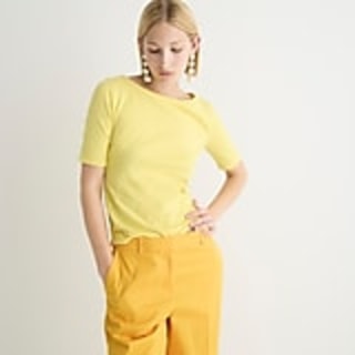 Organic slub cotton elbow-sleeve T-shirt