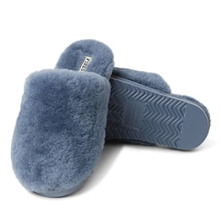 Fireside by Dearfoams Women's Shelly Beach All Over Shearling Easy on/Off Scuff Slipper, Flintstone, 7