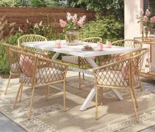 Seabury Steel 6 Person Patio Dining Table