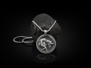 Taurus Handmade Sterling Silver Men Charm Necklace, Taurus Zodiac Sign Jewelry, Astrology Pendant, Taurus Birthday Gift, Horoscope Necklace