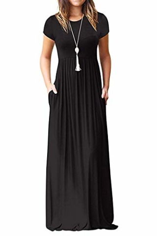 Auselily Short Sleeve Maxi Dresses